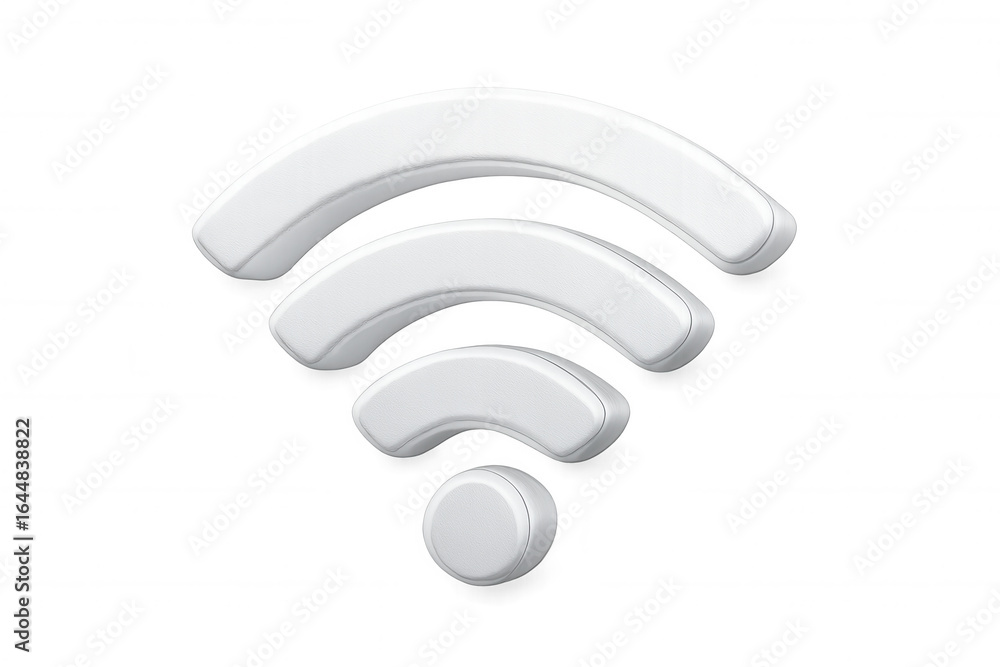 Poster white wi-fi symbol floating in digital space, representing wireless connectivity, network communicat