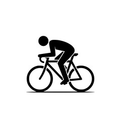Obraz premium Abstract Cyclist Icon: Black and White Minimalist Road Bike Rider Illustration, Active Lifestyle Graphic Design.