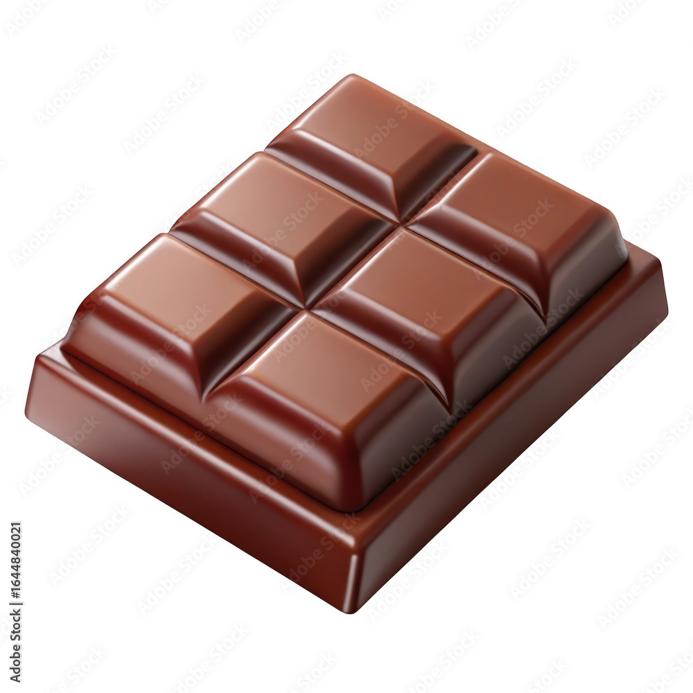 Poster 3d chocolate bar with breaking segments isolated on transparent background