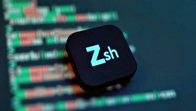 Zsh. Zsh terminal icon black cube digital code software programming te