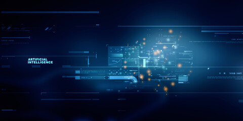 2d illustration Abstract futuristic electronic circuit technology background