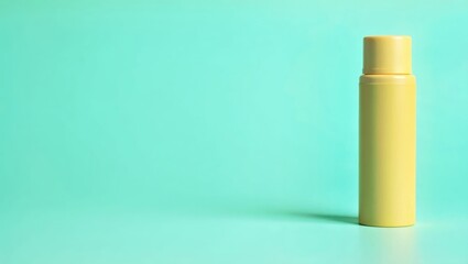 Whole Body Deodorant. Perfume dupe Serum stick Estrogen spray Refillable lipstick refill Korean sunscreen Fragrantica Scent split Wild Asmr skincare Yellow cosmetic bottle on turquoise background