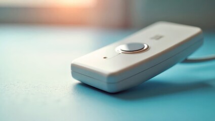 Fototapeta premium Vagus Nerve Stimulation. Wireless white remote control close-up techno