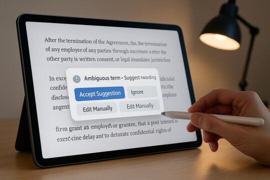 AI Writing Assistant Highlighting Ambiguous Terms in Contract for Editing
