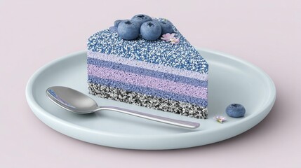 Layered colorful cake slice