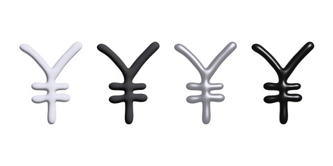 3d yen currency symbol set Single element for design