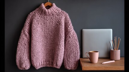 Pink Knitted Sweater on Hanger