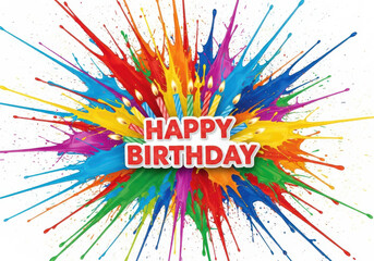 Vibrant explosion of colors celebrating a joyful happy birthday greeting