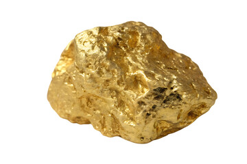 Gold rock is sitting on a white background