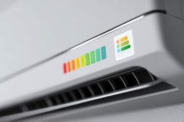 Temperature control display on a modern HVAC unit in a stylish interior environment