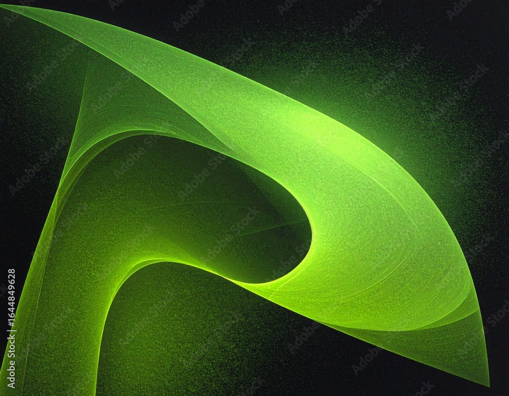 Poster an abstract flowing green and blue fractal energy pattern with glowing lines