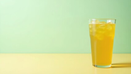 Orange Matcha. Glass of iced orange juice, refreshing summer drink on