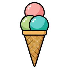Ice Cream Cone Flat Icon