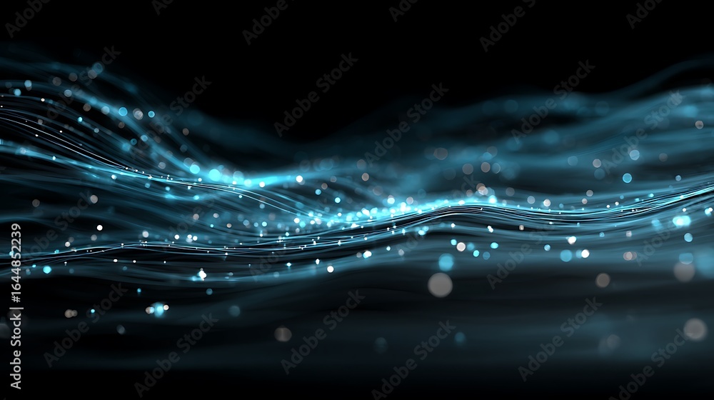 Aufkleber create stunning abstract flowing light waves on a dark background for visual art