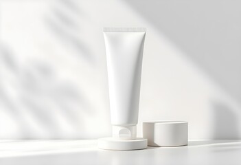 Skincare Foam Cleanser Tube Mockup with Minimalist Shadows