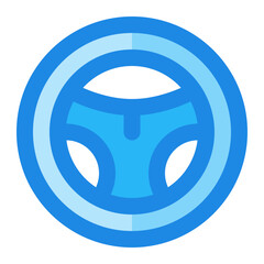 streering wheel blue filled color icon.