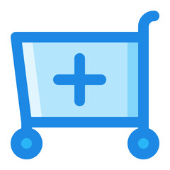 cart shopping add blue filled color icon.
