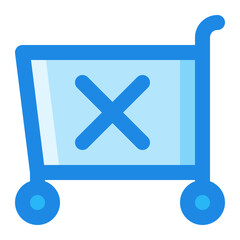 cart shopping remove blue filled color icon.