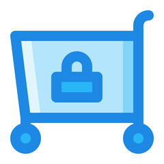 cart shopping locked blue filled color icon.