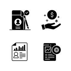 Advertising black silhouette vector icon set 