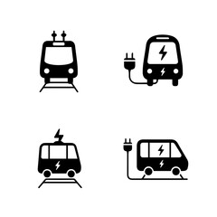 Fototapeta premium Electric Transport black silhouette vector icon set 