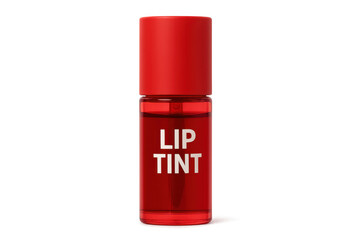 Red lip tint bottle standing on transparent background