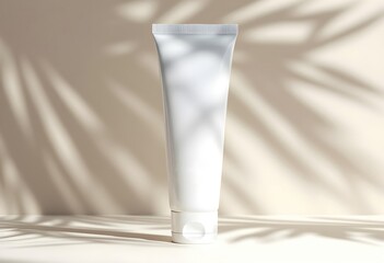 SPF50+ Sunscreen Tube Mockup with Palm Shadows