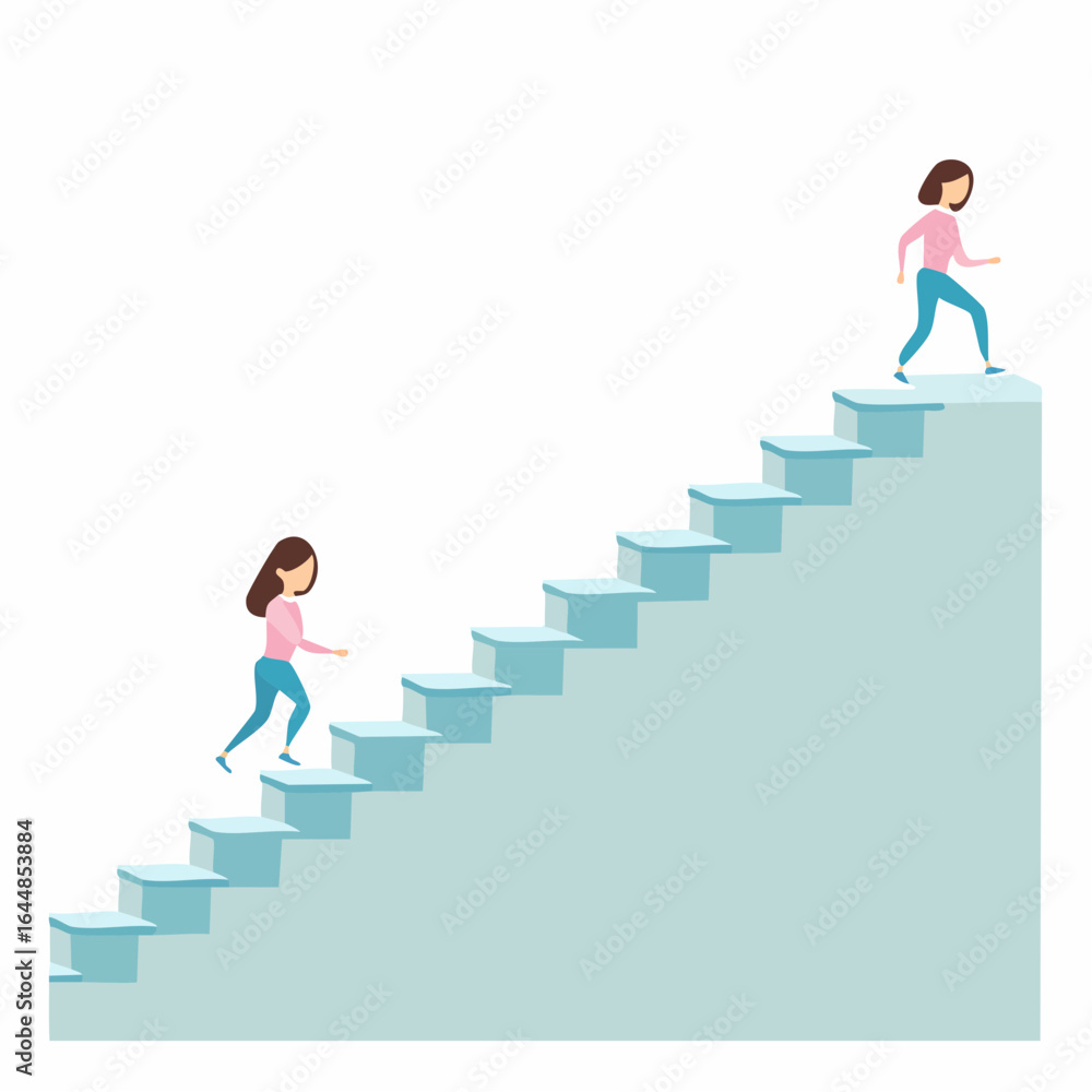 Poster a looping staircase climbing endlessly with a lone figure in motion.