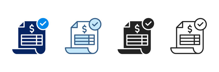 Invoice Icon Set Multiple Style Vector Illustration
