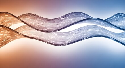 Abstract metallic ribbons with textured surface in warm and cool gradients