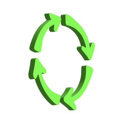 Obraz premium 3d recycle arrow icon Recycling resources symbol Reuse of materials, zero waste, green environment, saving the planet
