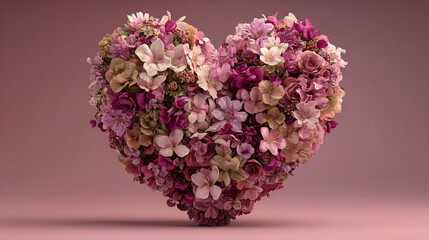 floral heart wreath with decorative texture in pink tones © Malik