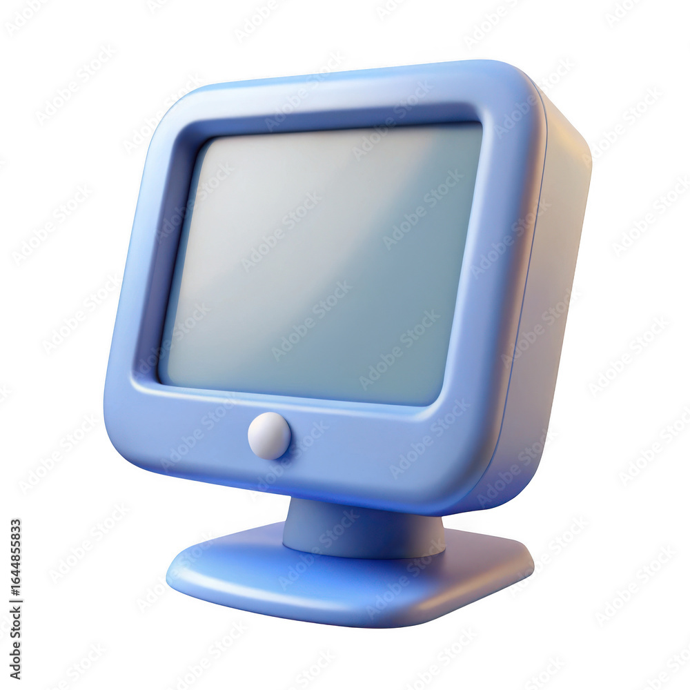 Poster 3d retro computer monitor isolated on transparent background
