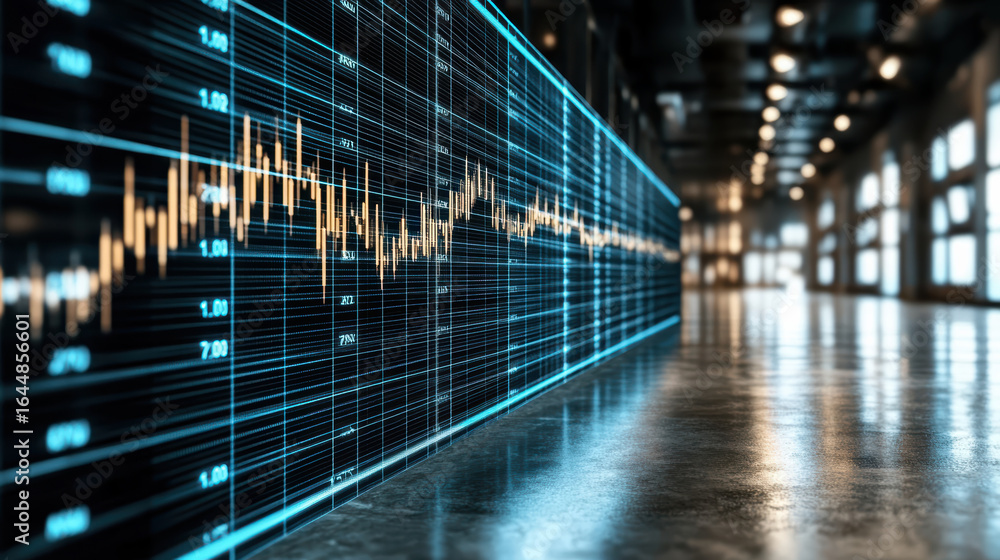 Poster close up view of digital inflation trend chart displaying steep upward trajectory, symbolizing