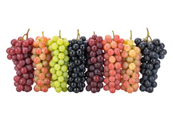 Assortment of fresh grapes isolated on transparent background