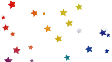 Set of colorful stars in vibrant assorted shapes and bright decorative design pattern isolated on white background