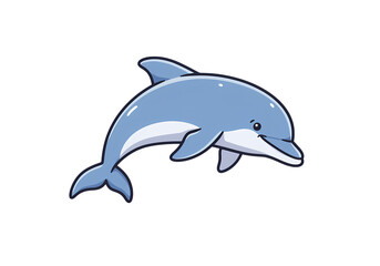 Fototapeta premium Blue Dolphin Aquatic Mammal Ocean Creature Marine Life Illustration isolated on transparent background