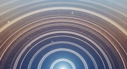 Obraz premium Abstract concentric circles with glowing light and small particles background