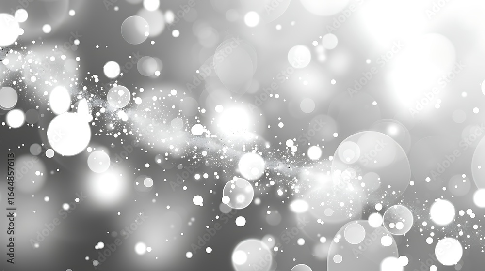 Poster abstract white and gray bokeh background with sparkling light effects for design projects