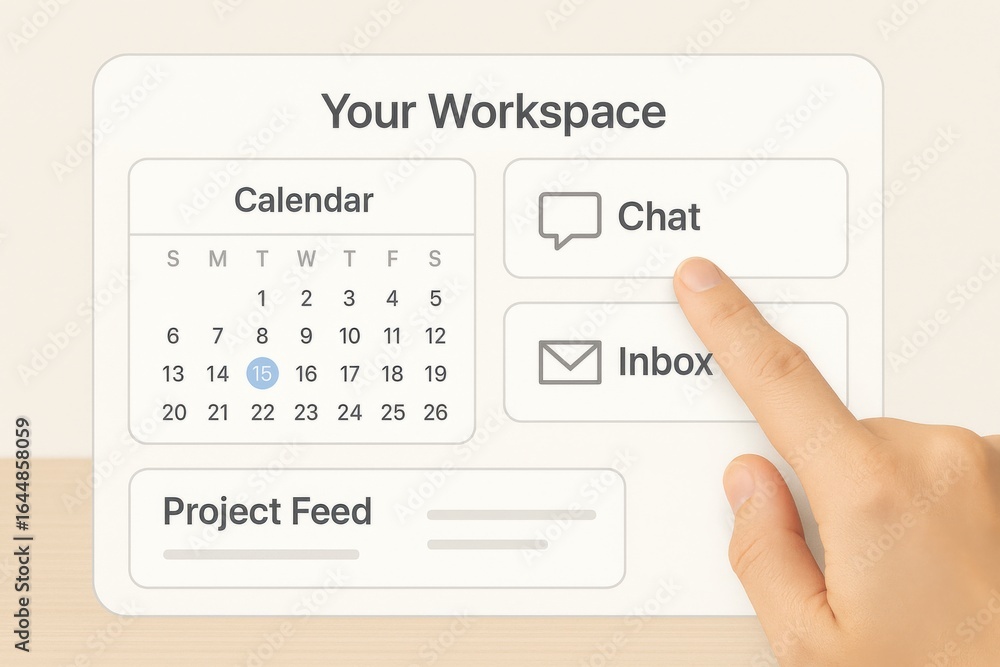 Aufkleber Digital Workspace Dashboard with Calendar, Chat, Inbox and Project Feed Overview
