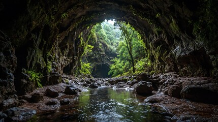 Amazing lava tunnel that fills with water from the rains