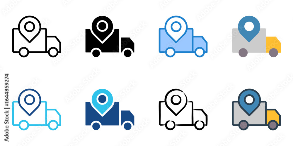 Poster delivery tracking icon set multiple style collection