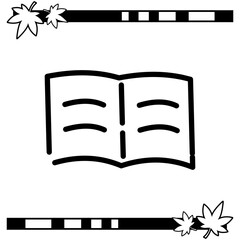 Simple silhouette illustration of open book or booklet