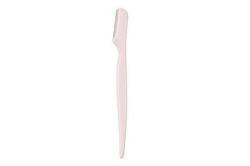 Pink eyebrow razor lying on transparent background