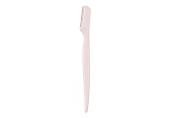 Pink eyebrow razor lying on transparent background