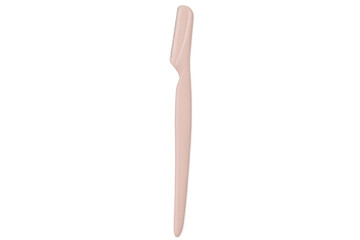 Pink eyebrow razor standing on transparent background
