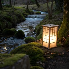 Lantern Glow by the Stream