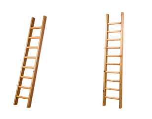 Two Wooden Ladders on Transparent Background