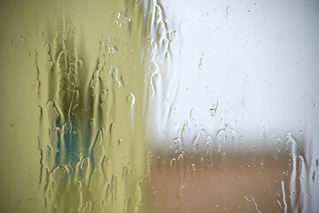 Rain Streaks On Glass With Soft Focus Background