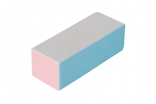 Pink, light blue and white nail buffer on transparent background